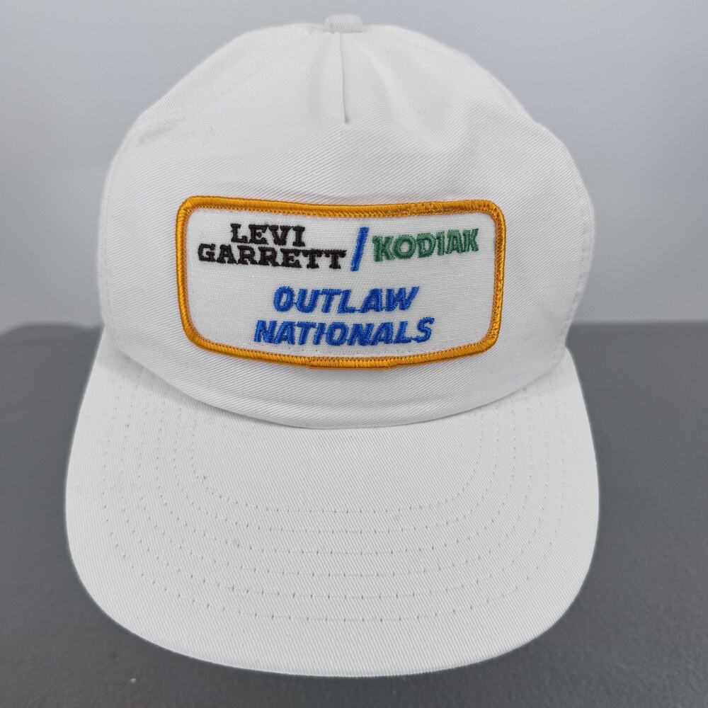 Vintage Levi Garrett Kodiak Outlaw Nationals‎ Hat Cap Snap Back White Mens 80s
